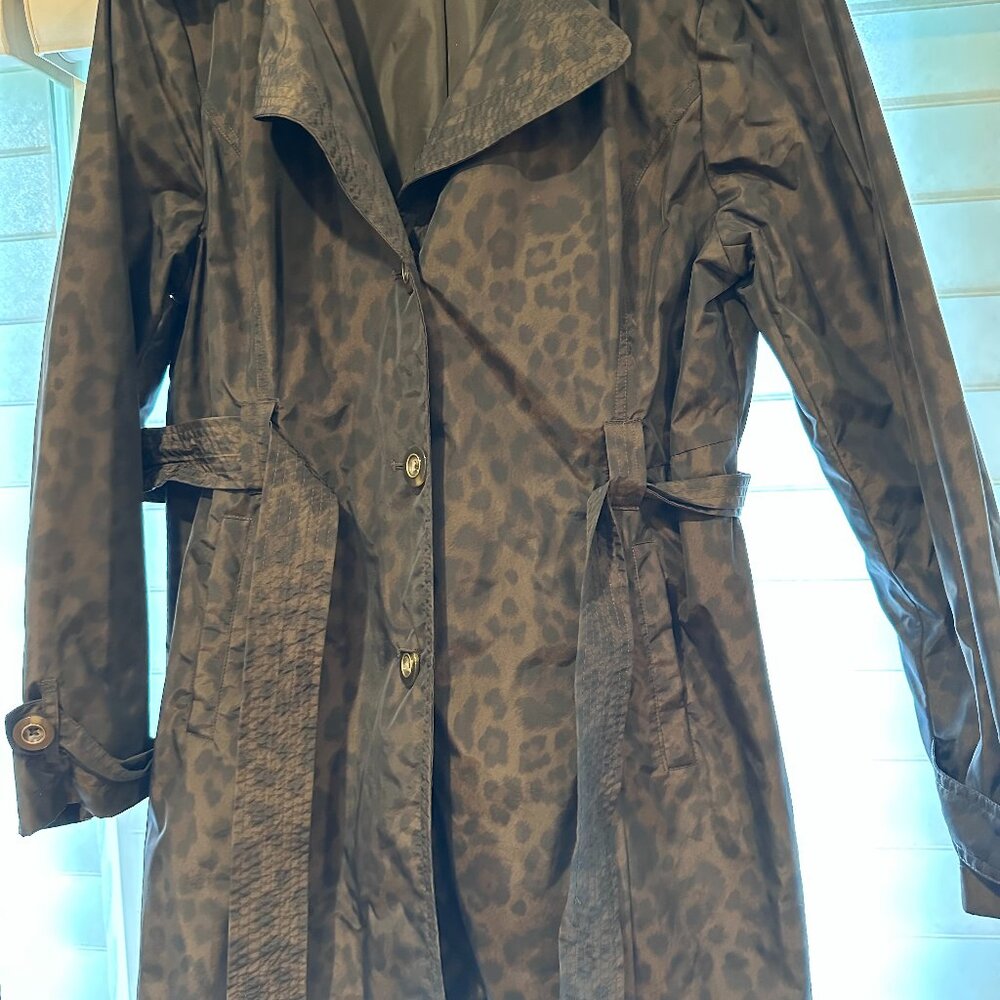 Dana Buchman Printed Leopard Print Trench Coat